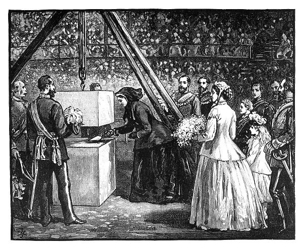 Queen Victoria laying the foundation stone of the Royal Albert Hall, London, 1860s