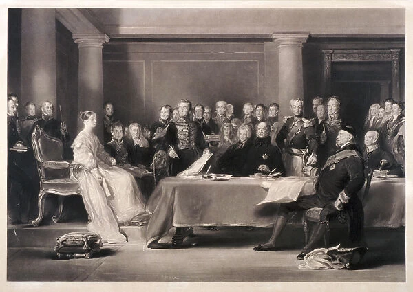 Queen Victoria presiding at the council on her accession to the throne, 1846. Artist