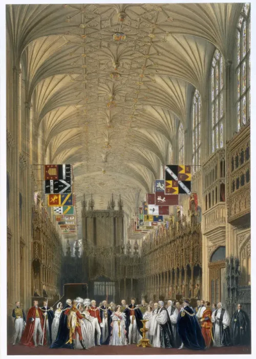 Framed Print : Queen Victoria and Prince Albert at a service in St Georges Chapel, Windsor Castle, 1838 Framed Print : Queen Victoria and Prince Albert at a service in St Georges Chapel, Windsor Castle, 1838
