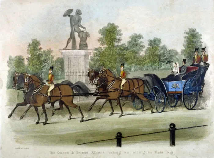Framed Print : Queen Victoria and Prince Albert taking air in Hyde Park, London, c1840 Framed Print : Queen Victoria and Prince Albert taking air in Hyde Park, London, c1840