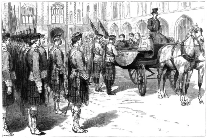 Framed Print : Queen Victoria receiving the old colours of the Seaforth Highlanders, Windsor, 1885 Framed Print : Queen Victoria receiving the old colours of the Seaforth Highlanders, Windsor, 1885