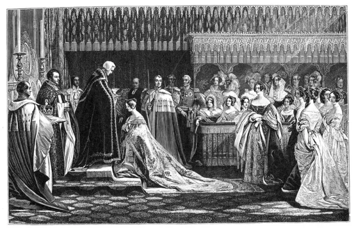 Framed Print : Queen Victoria receiving the Sacrament at her Coronation, 28 June 1838, (1900) Framed Print : Queen Victoria receiving the Sacrament at her Coronation, 28 June 1838, (1900)