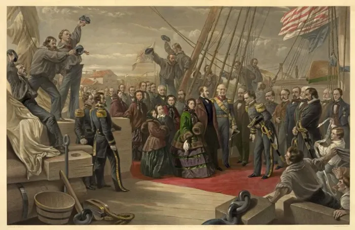 Framed Print : Queen Victoria visiting HMS Resolute, 16th December, 1856 Framed Print : Queen Victoria visiting HMS Resolute, 16th December, 1856