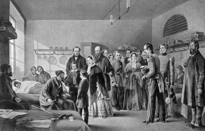 Framed Print : Queen Victoria visiting the wounded, 1850s, (c1920). Artist: Jerry Barrett Framed Print : Queen Victoria visiting the wounded, 1850s, (c1920). Artist: Jerry Barrett