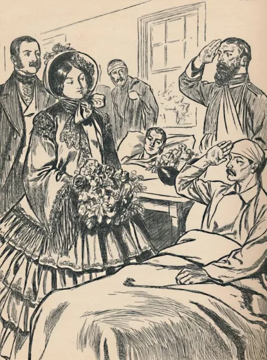 Framed Print : Queen Victoria Visits Her Wounded Soldiers, c1907 Framed Print : Queen Victoria Visits Her Wounded Soldiers, c1907
