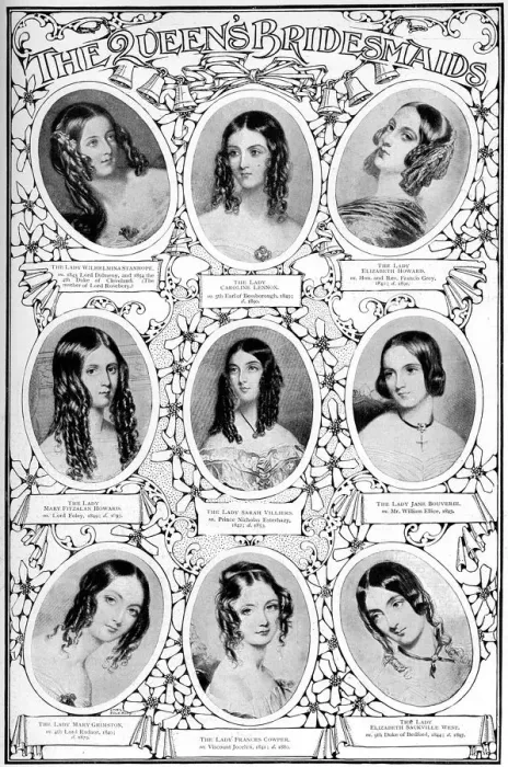 Framed Print : Nine of Queen Victorias bridesmaids, 10 February 1840 Framed Print : Nine of Queen Victorias bridesmaids, 10 February 1840