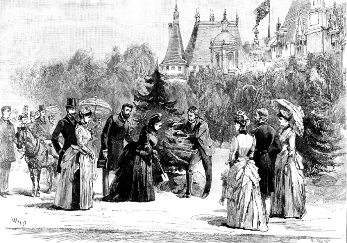 Framed Print : The Queen at Waddesdon Manor: Her Majesty planting a tree, 1890. Creator: R. Taylor