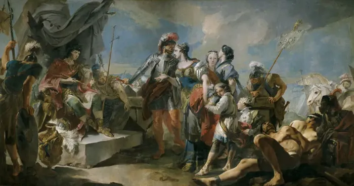 Framed Print : Queen Zenobia before Emperor Aurelian, 1717. Artist: Tiepolo, Giandomenico (1727-1804) Framed Print : Queen Zenobia before Emperor Aurelian, 1717. Artist: Tiepolo, Giandomenico (1727-1804)