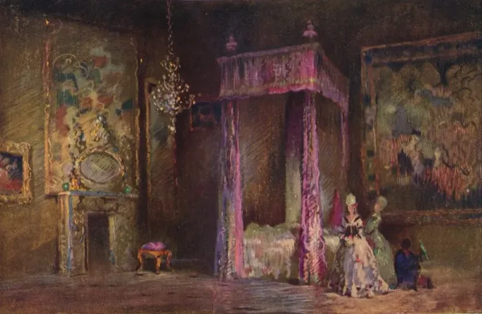 Framed Print : The Queens Bedchamber, c1916. Artist: George Sheringham Framed Print : The Queens Bedchamber, c1916. Artist: George Sheringham