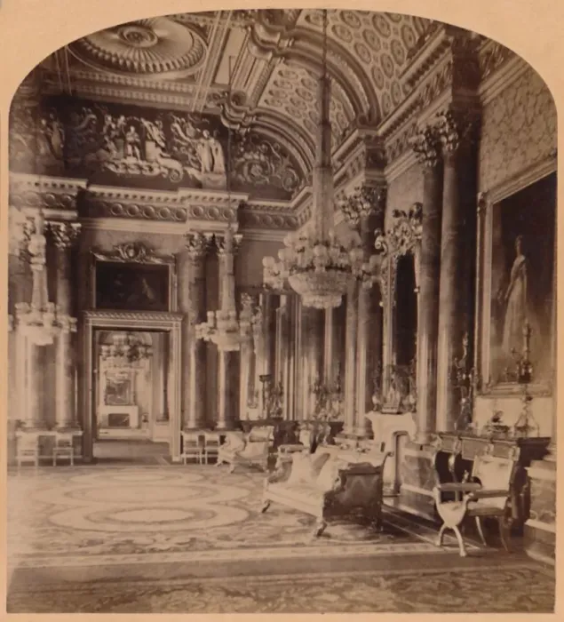 Framed Print : The Queens Gorgeous Blue Room, Buckingham Palace, London, England, 1900. Creator Framed Print : The Queens Gorgeous Blue Room, Buckingham Palace, London, England, 1900. Creator