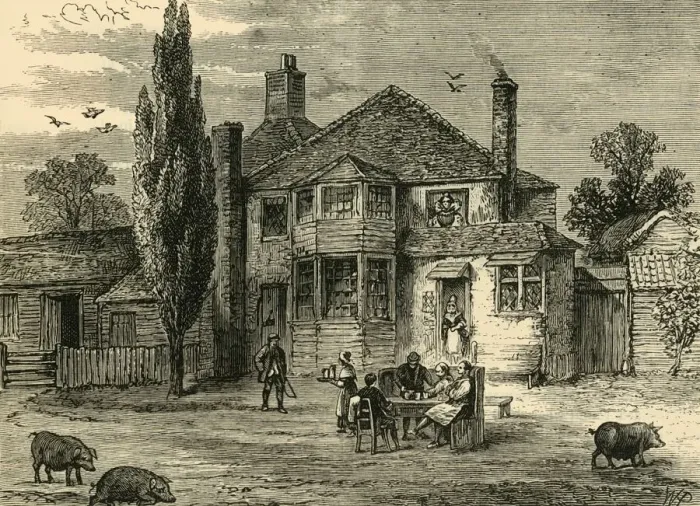 Framed Print : The Queens Head and Artichoke. c1876. Creator: Unknown Framed Print : The Queens Head and Artichoke. c1876. Creator: Unknown