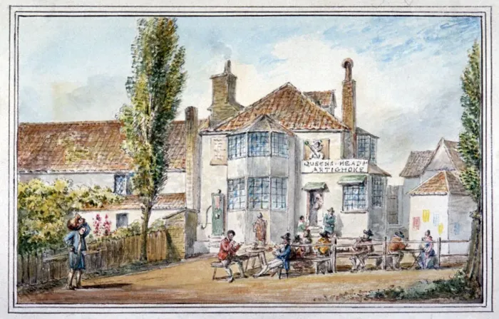 Framed Print : The Queens Head and Artichoke Inn, Regents Park, London, c1810 Framed Print : The Queens Head and Artichoke Inn, Regents Park, London, c1810