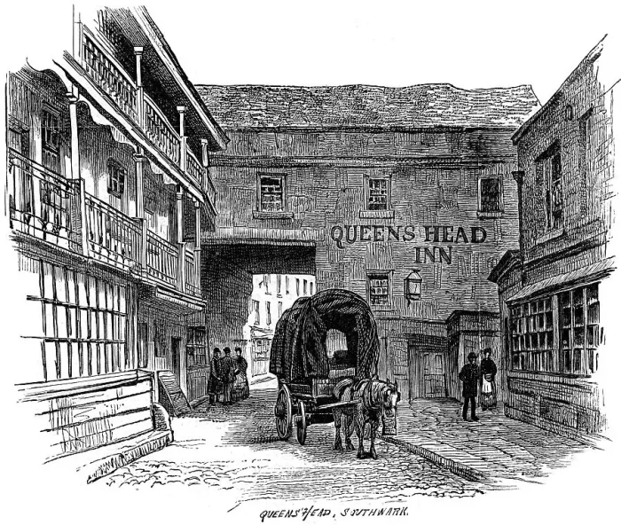 Framed Print : The Queens Head Inn, Southwark, London, 1887 Framed Print : The Queens Head Inn, Southwark, London, 1887