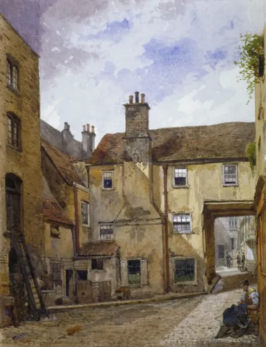 Framed Print : Queens Head Yard, Borough High Street, Southwark, London, 1880. Artist: John Crowther Framed Print : Queens Head Yard, Borough High Street, Southwark, London, 1880. Artist: John Crowther