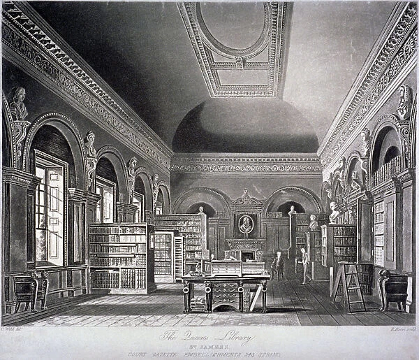 The Queens library in St Jamess Palace, Westminster, London, 1819. Artist: R Reeves