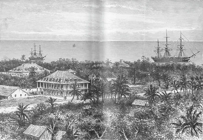 Framed Print : The Queens Palace at Papeete, Tahiti, c1885, (1890). Artist: Robert Taylor Pritchett Framed Print : The Queens Palace at Papeete, Tahiti, c1885, (1890). Artist: Robert Taylor Pritchett