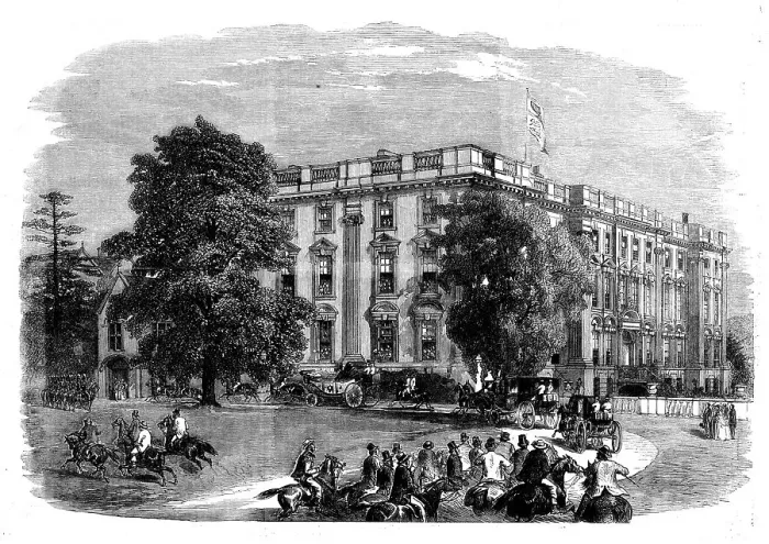 Framed Print : The Queen's Visit to Birmingham - Arrival of Her Majesty at Stoneleigh Abbey, 1858. Creator: Unknown Framed Print : The Queen's Visit to Birmingham - Arrival of Her Majesty at Stoneleigh Abbey, 1858. Creator: Unknown