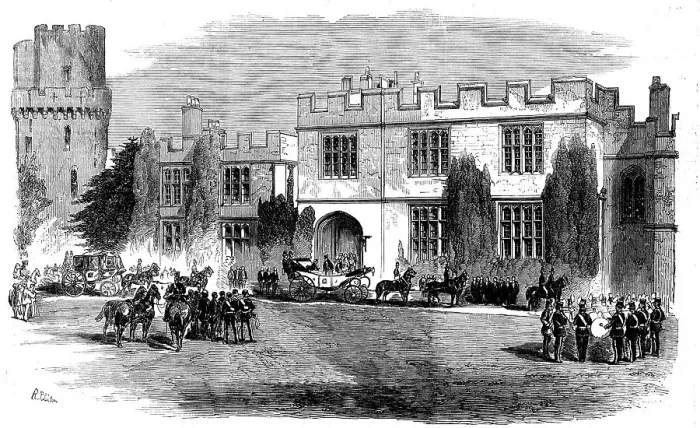 Framed Print : The Queen's Visit to Birmingham - the Departure from Warwick Castle, 1858. Creator: Unknown Framed Print : The Queen's Visit to Birmingham - the Departure from Warwick Castle, 1858. Creator: Unknown