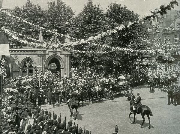 The Queens Visit To Her Birthplace: The Scene Outside St. Marys Church, Kensington, (c1897)