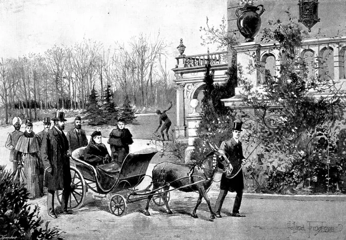 Framed Print : The Queen's Visit to...Friedrichshof: the Empress showing Her Majesty...the Castle grounds, 1895 Framed Print : The Queen's Visit to...Friedrichshof: the Empress showing Her Majesty...the Castle grounds, 1895