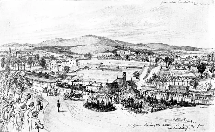 Framed Print : The Queen's Visit to...Friedrichshof: general view of Kronberg...showing the Castle, 1895 Framed Print : The Queen's Visit to...Friedrichshof: general view of Kronberg...showing the Castle, 1895