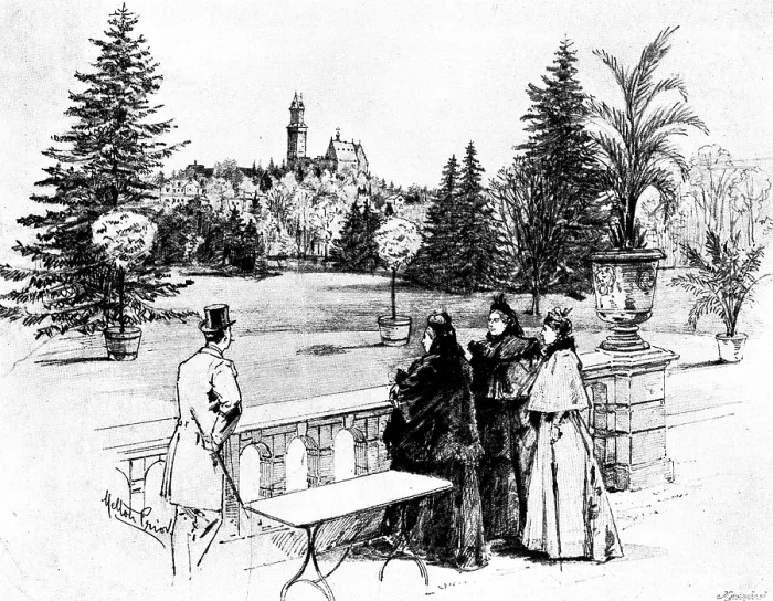Framed Print : The Queen's Visit to...Friedrichshof: Her Majesty on the Castle terrace, 1895 Framed Print : The Queen's Visit to...Friedrichshof: Her Majesty on the Castle terrace, 1895
