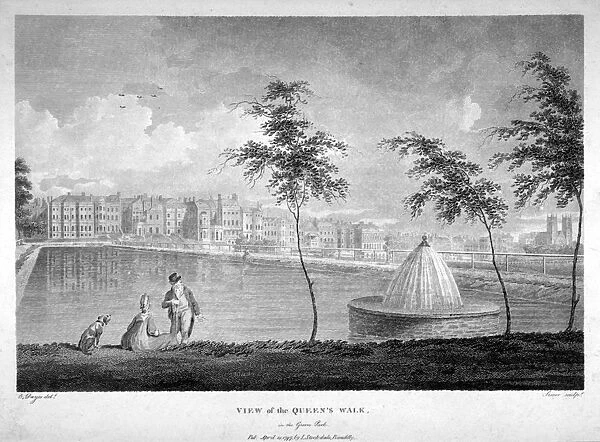 Queens Walk in Green Park, Westminster, London, 1797. Artist: James Sargant Storer