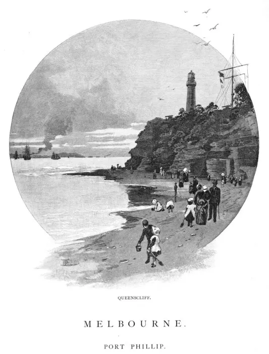 Framed Print : Queenscliff, Port Phillip, Victoria, Australia, 1886. Artist: Frederic B Schell Framed Print : Queenscliff, Port Phillip, Victoria, Australia, 1886. Artist: Frederic B Schell