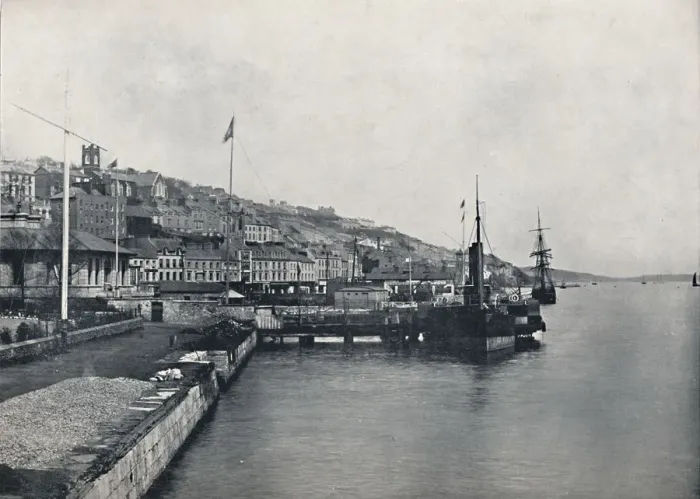Framed Print : Queenstown - Looking Along the Shore, 1895 Framed Print : Queenstown - Looking Along the Shore, 1895