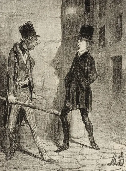 Framed Print : Quelle heure est-il s'il vous plait?, 1839. Creator: Honore Daumier Framed Print : Quelle heure est-il s'il vous plait?, 1839. Creator: Honore Daumier