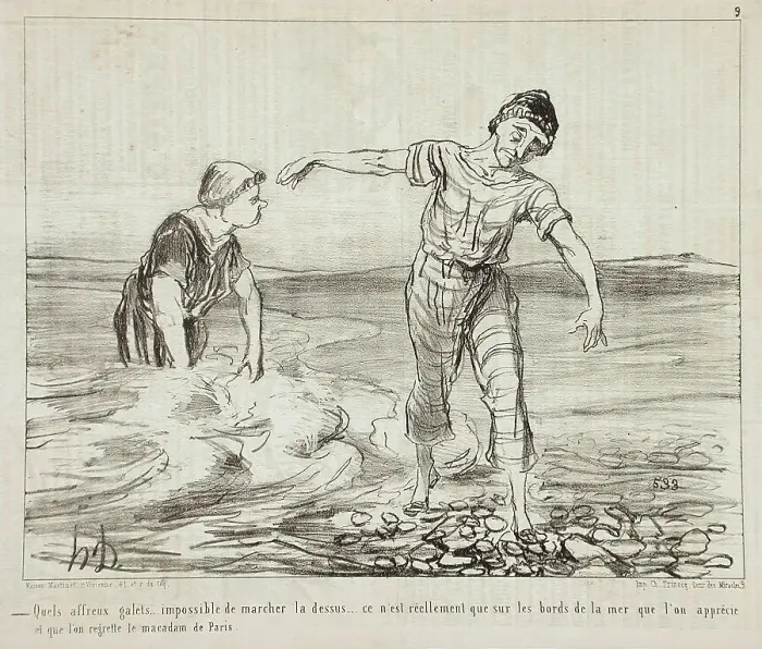 Framed Print : Quels affreux galets... 1853. Creator: Honore Daumier