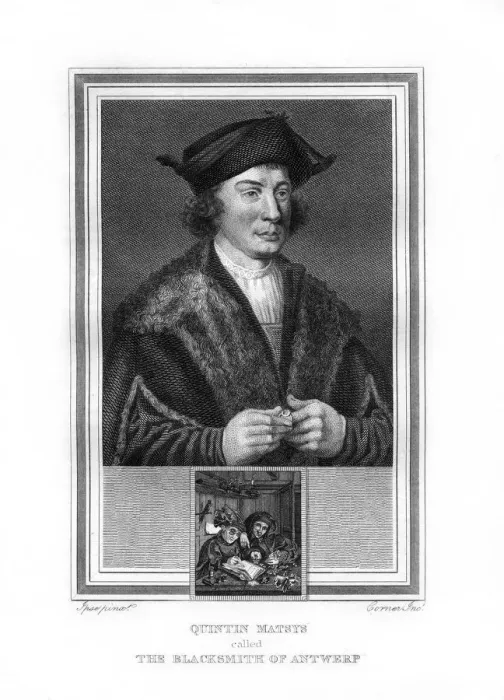 Framed Print : Quentin Matsys, painter in the Flemish tradition, (1825). Artist: John Corner Framed Print : Quentin Matsys, painter in the Flemish tradition, (1825). Artist: John Corner