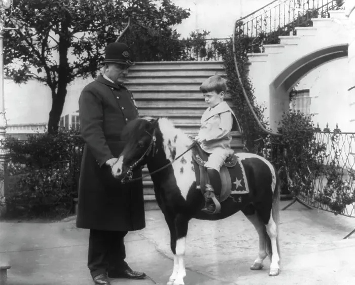 Framed Print : Quentin Roosevelt instructed in horsemanship at the White House, c1902 June 17. Creator: Frances Benjamin Johnston Framed Print : Quentin Roosevelt instructed in horsemanship at the White House, c1902 June 17. Creator: Frances Benjamin Johnston