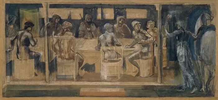 Framed Print : Quest for the Holy Grail - study for The Summons, 1894. Creator: Sir Edward Coley Burne-Jones Framed Print : Quest for the Holy Grail - study for The Summons, 1894. Creator: Sir Edward Coley Burne-Jones