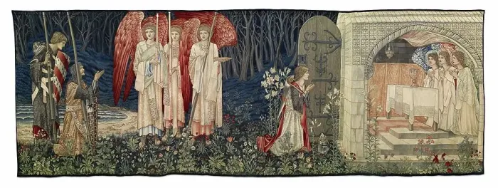 Framed Print : Quest for the Holy Grail Tapestries - Panel 6 - The Attainment; The Vision of the Holy... 1895-96. Creator: Sir Edward Coley Burne-Jones Framed Print : Quest for the Holy Grail Tapestries - Panel 6 - The Attainment; The Vision of the Holy... 1895-96. Creator: Sir Edward Coley Burne-Jones