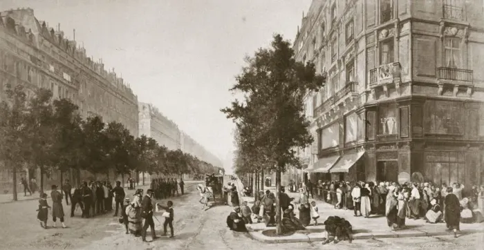 Framed Print : Queue outside a grocers shop, Siege of Paris, Franco-Prussian war, 1870-1871 Framed Print : Queue outside a grocers shop, Siege of Paris, Franco-Prussian war, 1870-1871