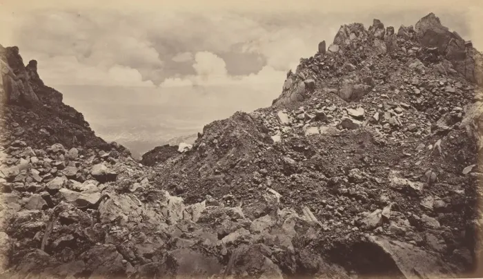 Framed Print : Quezaltenango from the Crater of a Volcano, 1877. Creator: Eadweard J Muybridge Framed Print : Quezaltenango from the Crater of a Volcano, 1877. Creator: Eadweard J Muybridge