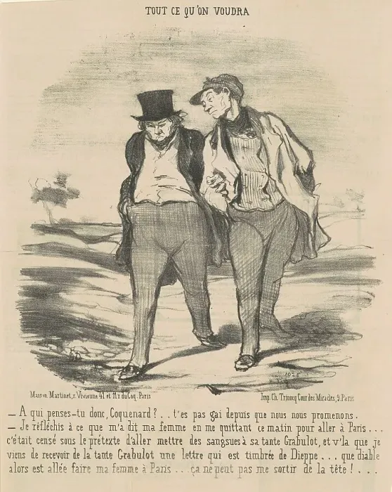 Framed Print : A qui penses-tu donc, coquenard?... 19th century. Creator: Honore Daumier Framed Print : A qui penses-tu donc, coquenard?... 19th century. Creator: Honore Daumier