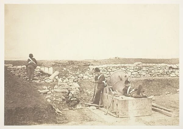 A Quiet Day in the Mortar Battery, 1855. Creator: Roger Fenton