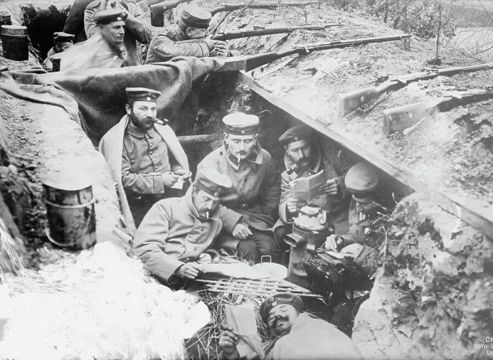Framed Print : A quiet moment in German trenches, between 1914 and c1915. Creator: Bain News Service Framed Print : A quiet moment in German trenches, between 1914 and c1915. Creator: Bain News Service