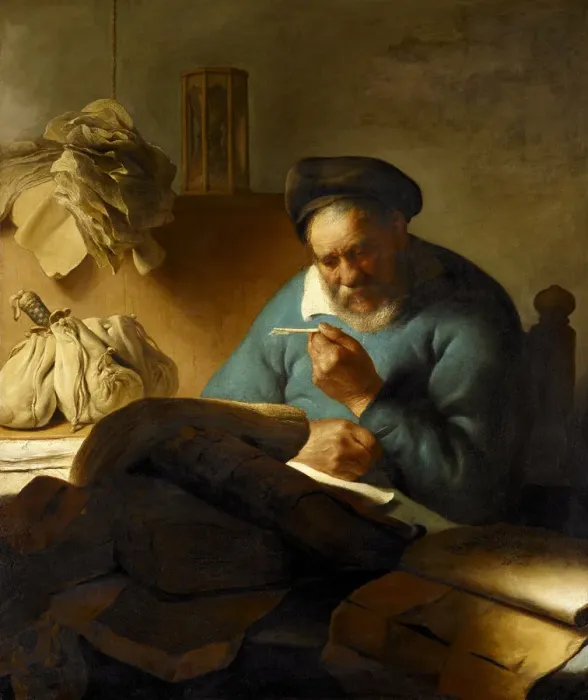 Framed Print : The Quill-cutter, 1627. Artist: Lievens, Jan (1607-1674) Framed Print : The Quill-cutter, 1627. Artist: Lievens, Jan (1607-1674)