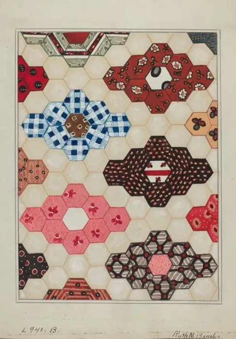 Framed Print : Quilt (1 Section), c. 1936. Creator: Ruth M Barnes Framed Print : Quilt (1 Section), c. 1936. Creator: Ruth M Barnes