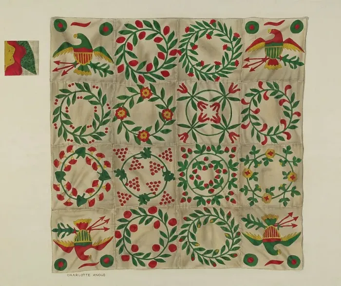 Framed Print : Quilt, 1935 / 1942. Creator: Charlotte Angus Framed Print : Quilt, 1935 / 1942. Creator: Charlotte Angus