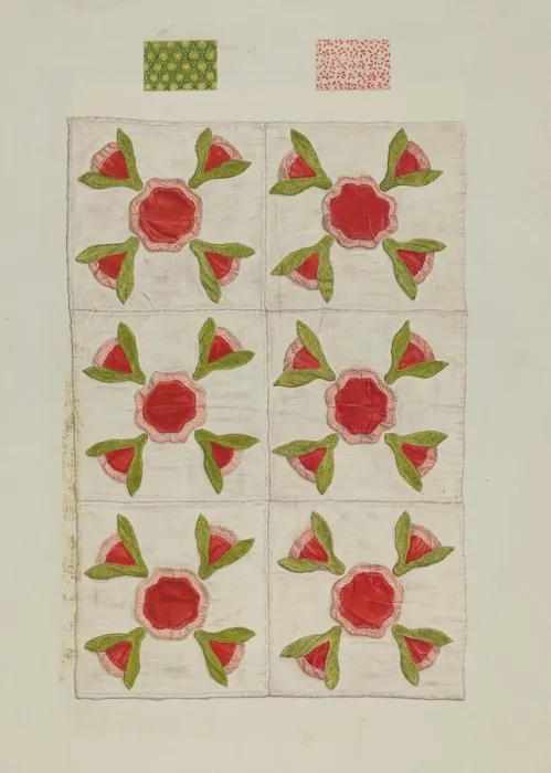 Framed Print : Quilt, 1935 / 1942. Creator: Flora Merchant Framed Print : Quilt, 1935 / 1942. Creator: Flora Merchant