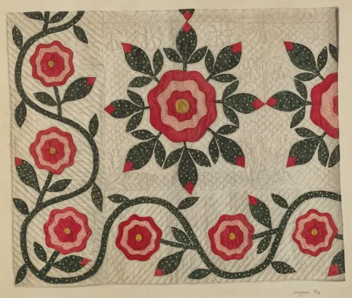 Framed Print : Quilt, 1935 / 1942. Creator: Suzanne Roy Framed Print : Quilt, 1935 / 1942. Creator: Suzanne Roy