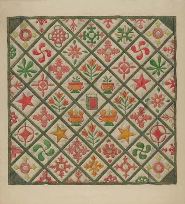 Framed Print : Quilt, 1935 / 1942. Creator: Unknown Framed Print : Quilt, 1935 / 1942. Creator: Unknown