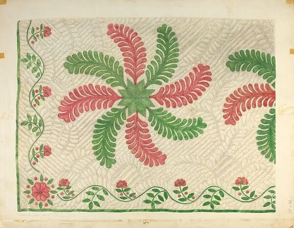 Quilt Applique Pattern, c. 1939. Creator: Maud M Holme