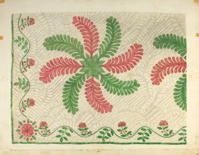 Framed Print : Quilt Applique Pattern, c. 1939. Creator: Maud M Holme Framed Print : Quilt Applique Pattern, c. 1939. Creator: Maud M Holme