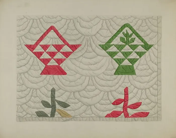 Framed Print : Quilt - Basket Design, c. 1937. Creator: Edward White Framed Print : Quilt - Basket Design, c. 1937. Creator: Edward White