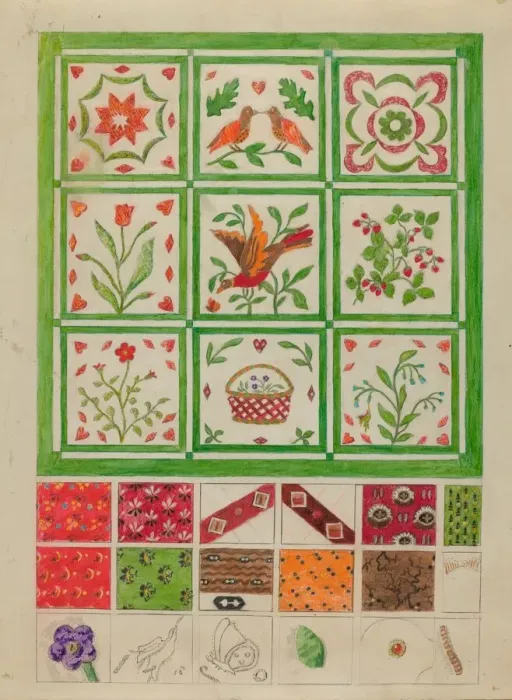 Framed Print : Quilt for Bedspread, 1935 / 1942. Creator: Edith Magnette Framed Print : Quilt for Bedspread, 1935 / 1942. Creator: Edith Magnette